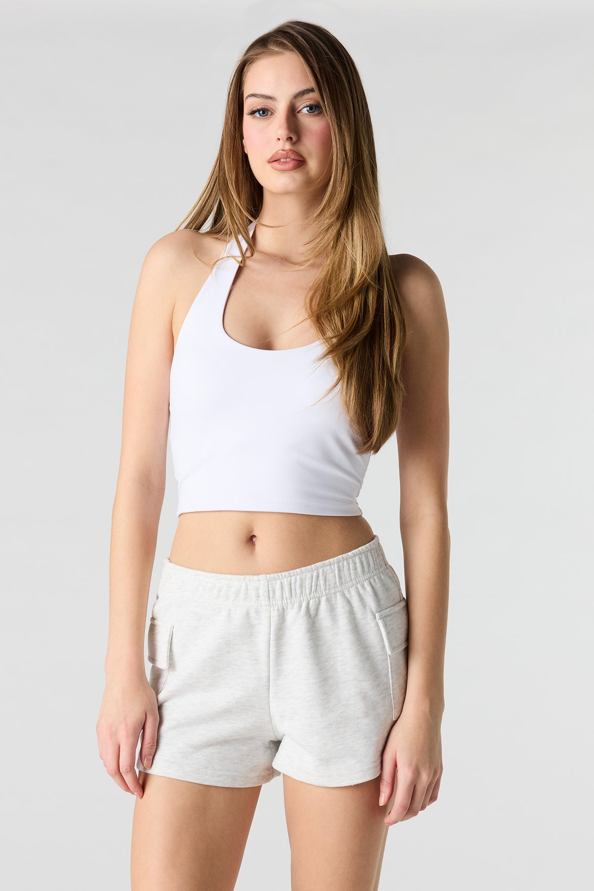 Luxe French Terry Cargo Shortie - Light Grey