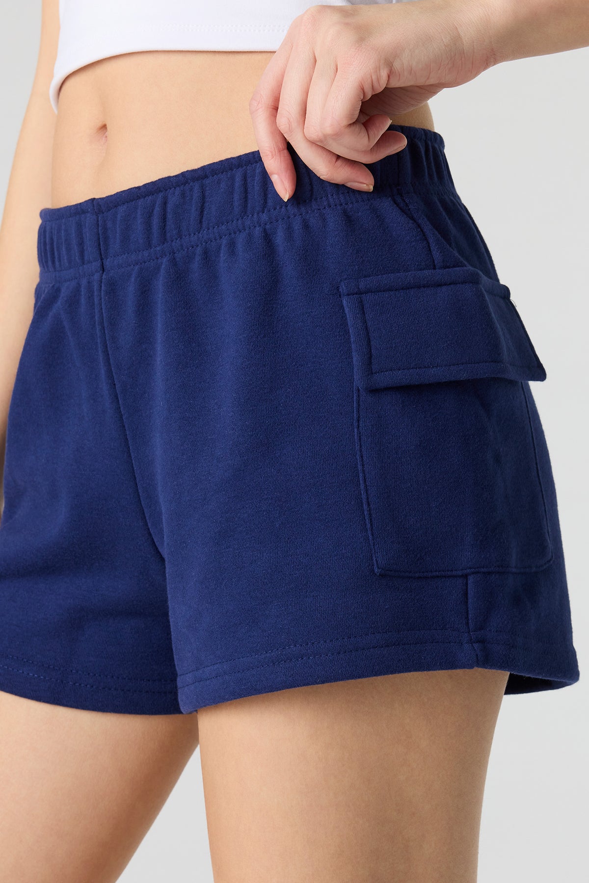 Alt View 4. Luxe French Terry Cargo Shortie - Navy