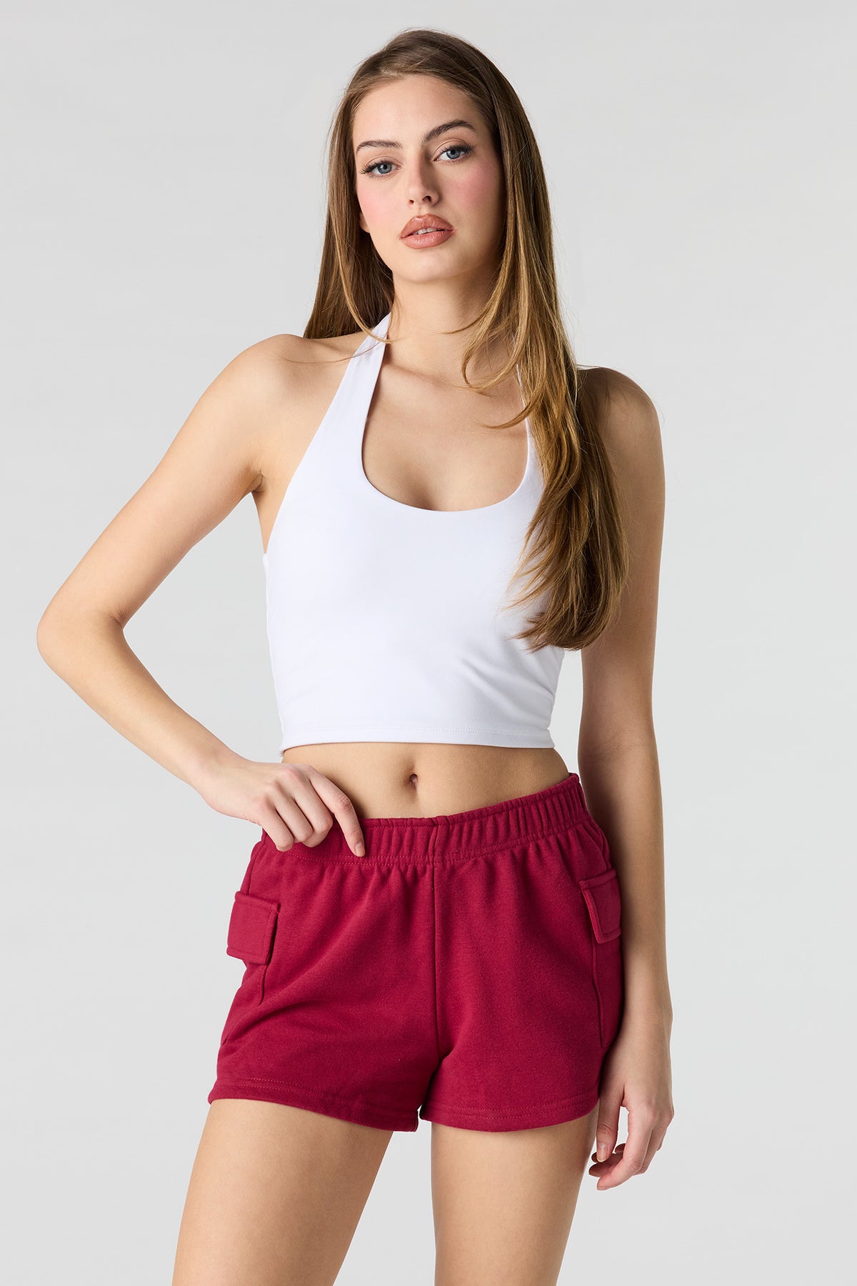 Short cargo court en tissu bouclé de luxe