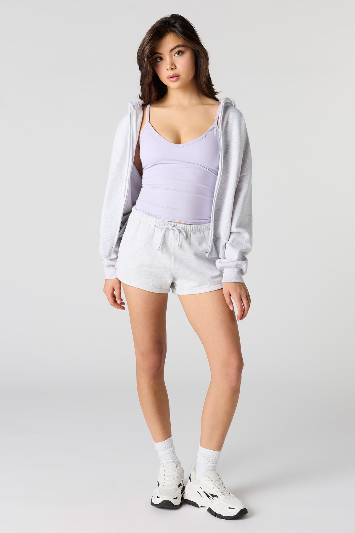 Alt View 3. Fleece Dolphin Short - Light Grey