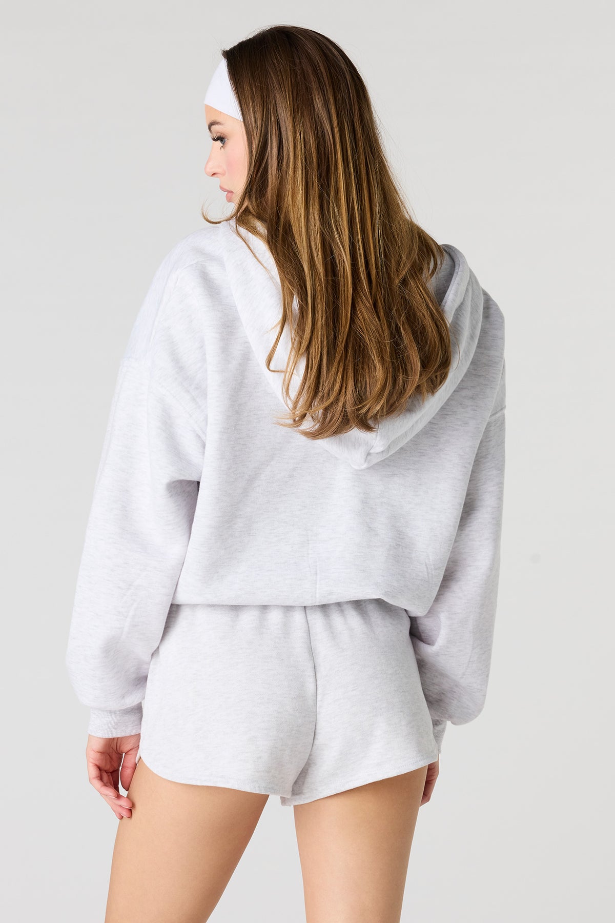 Alt View 2. Fleece Dolphin Short - Light Grey