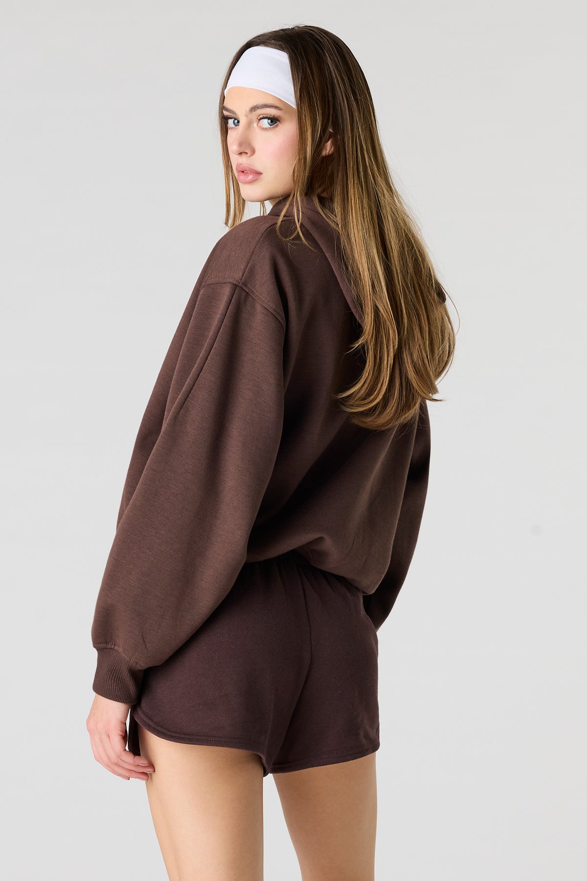 Alt View 2. Fleece Dolphin Short - Brown