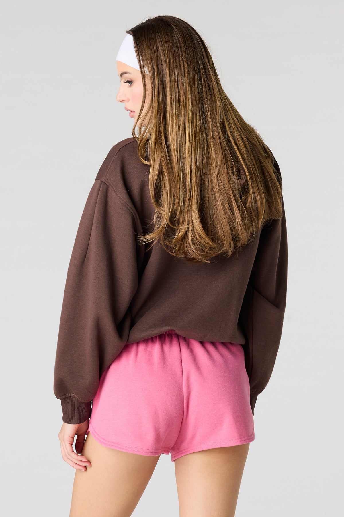 Alt View 2. Fleece Dolphin Short - Pink