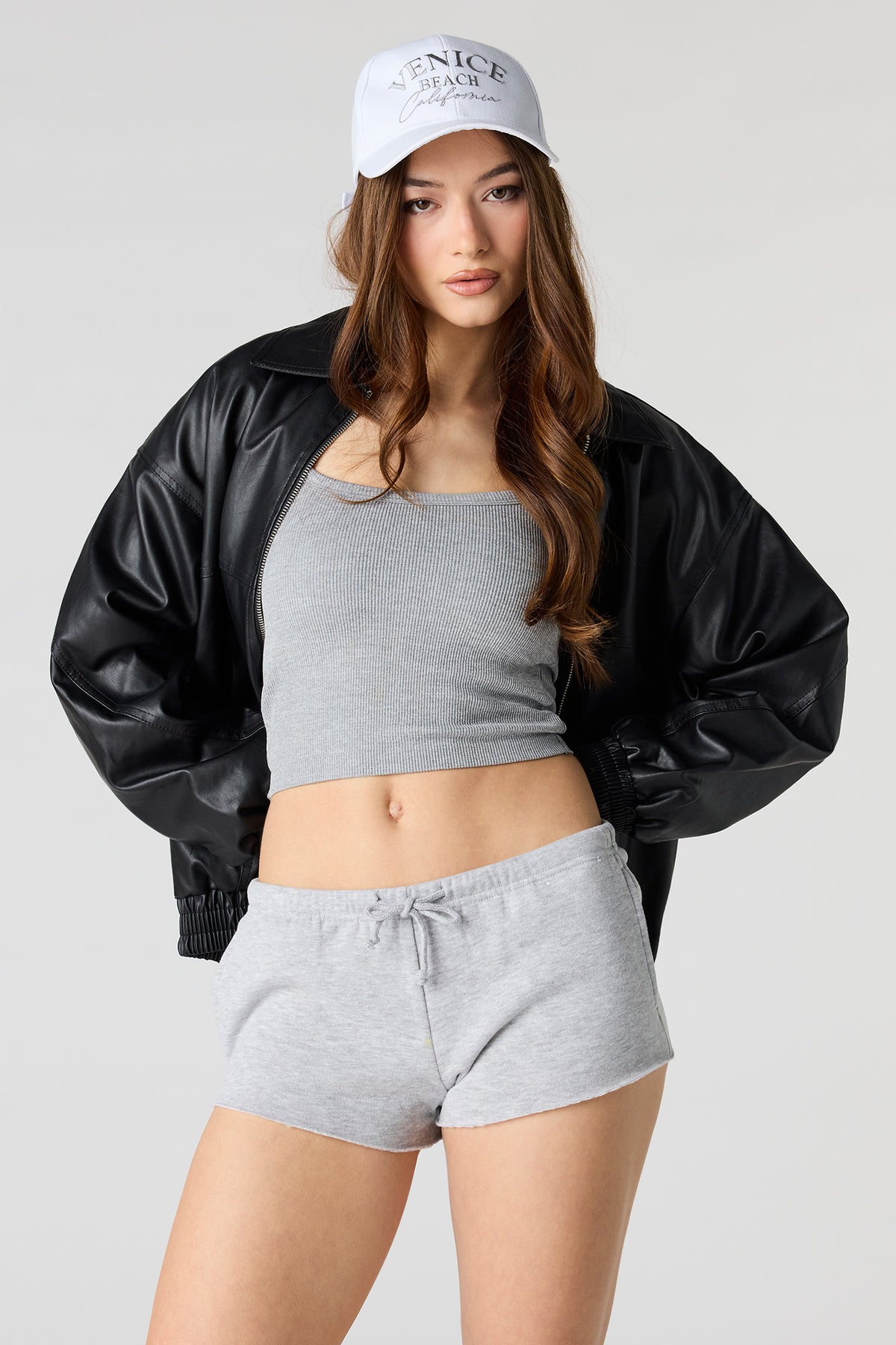 Fleece Micro Shortie - Heather Grey