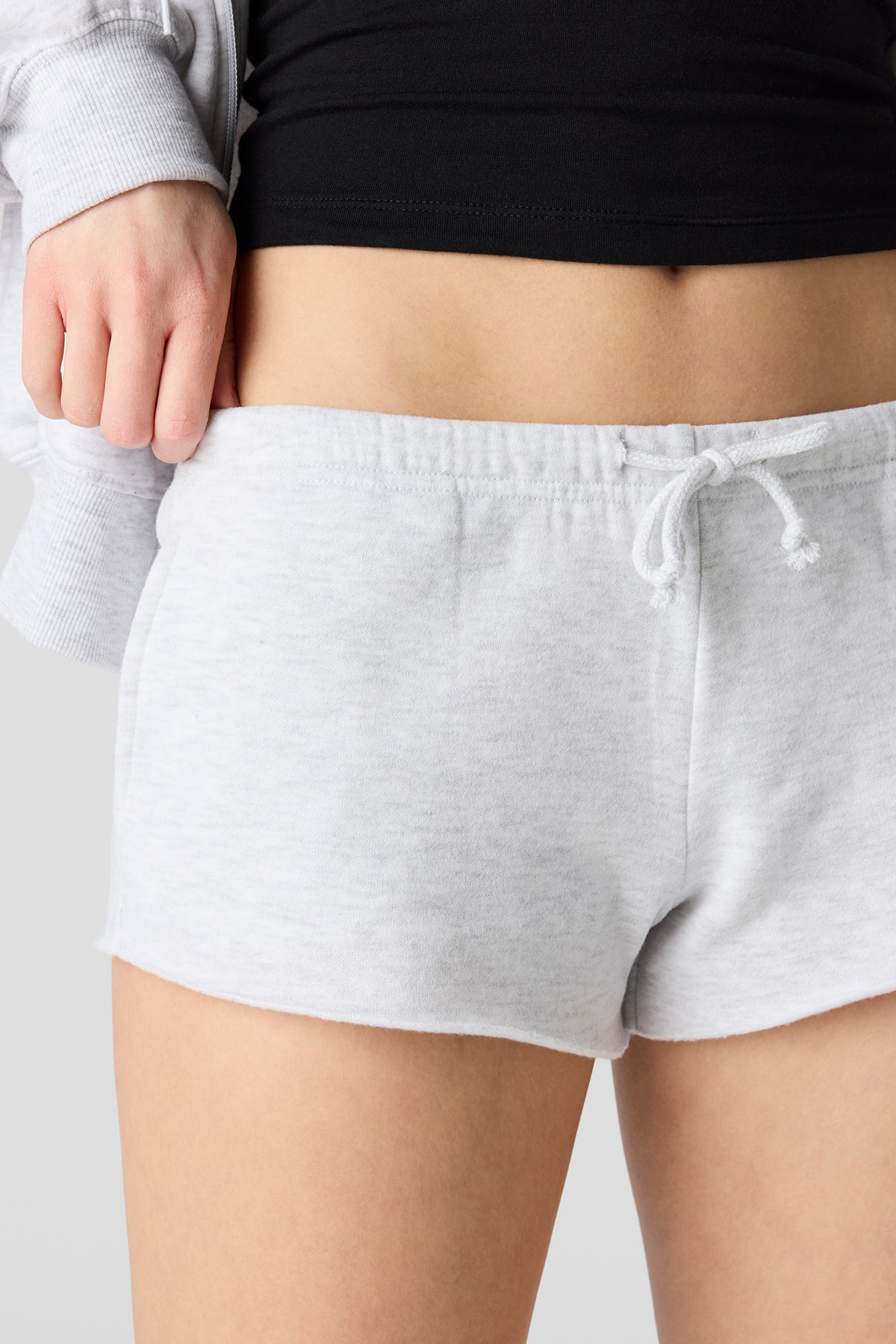 Alt View 4. Fleece Micro Shortie - Light Grey