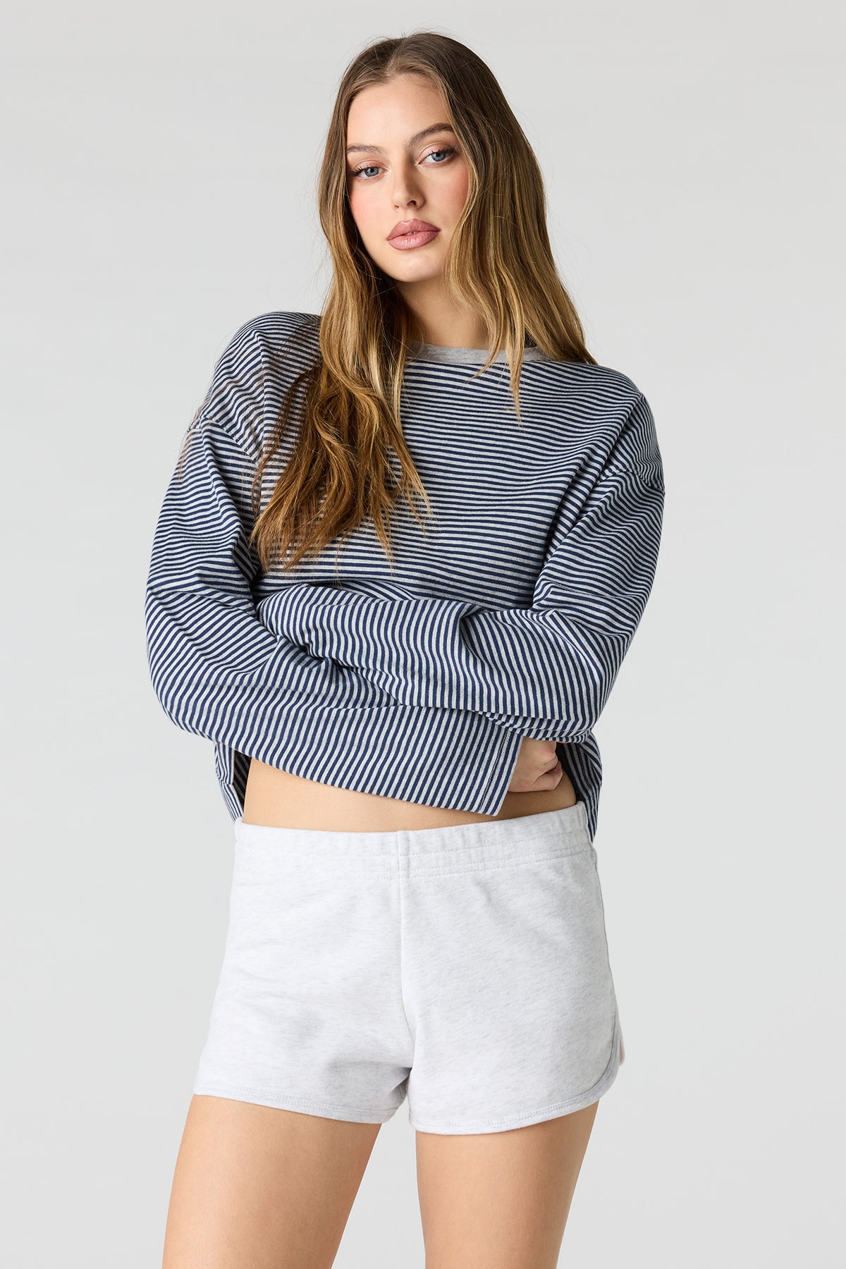 Luxe French Terry Dolphin Short - Light Grey
