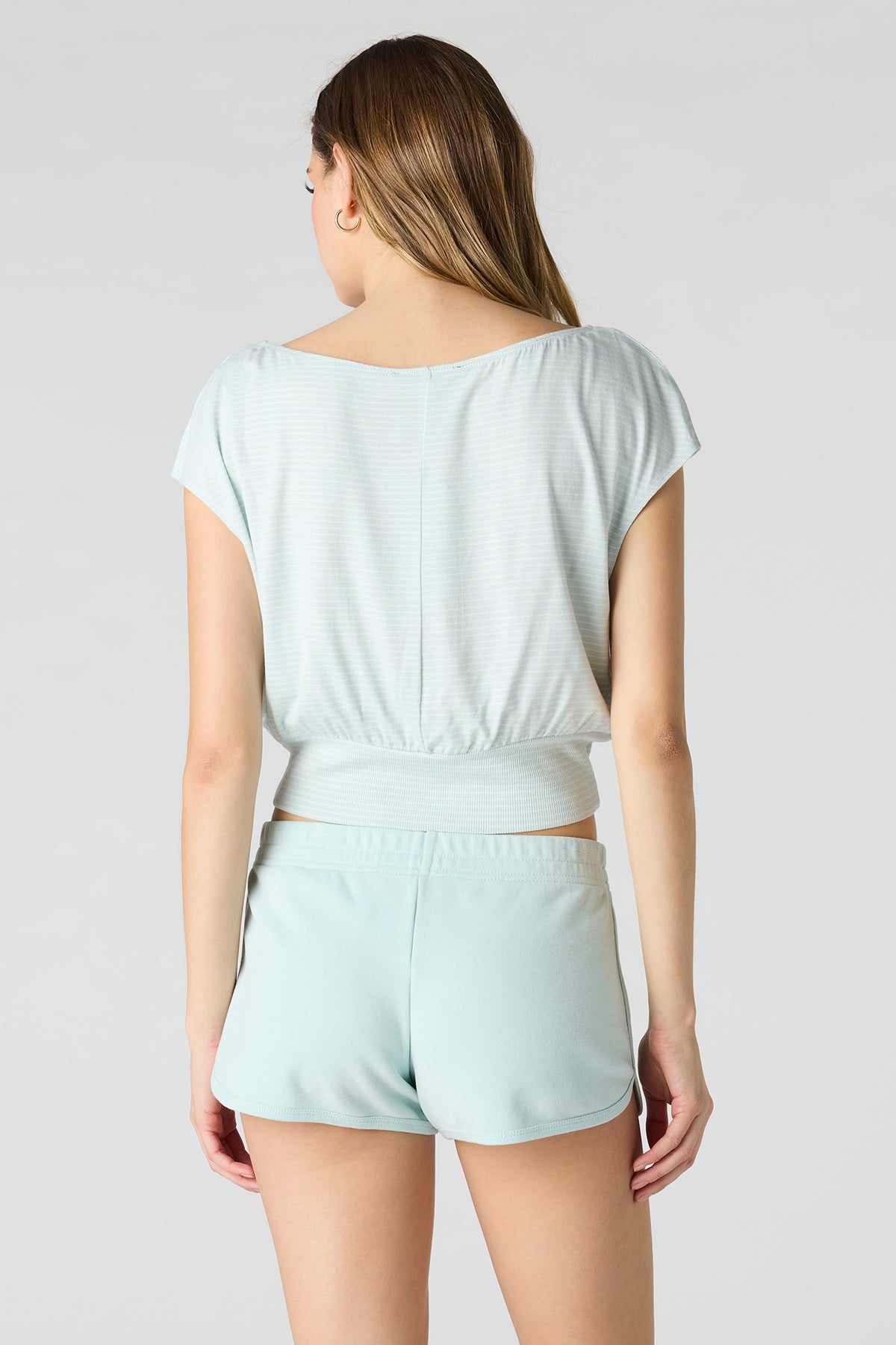Alt View 2. Luxe French Terry Dolphin Short - Light Blue