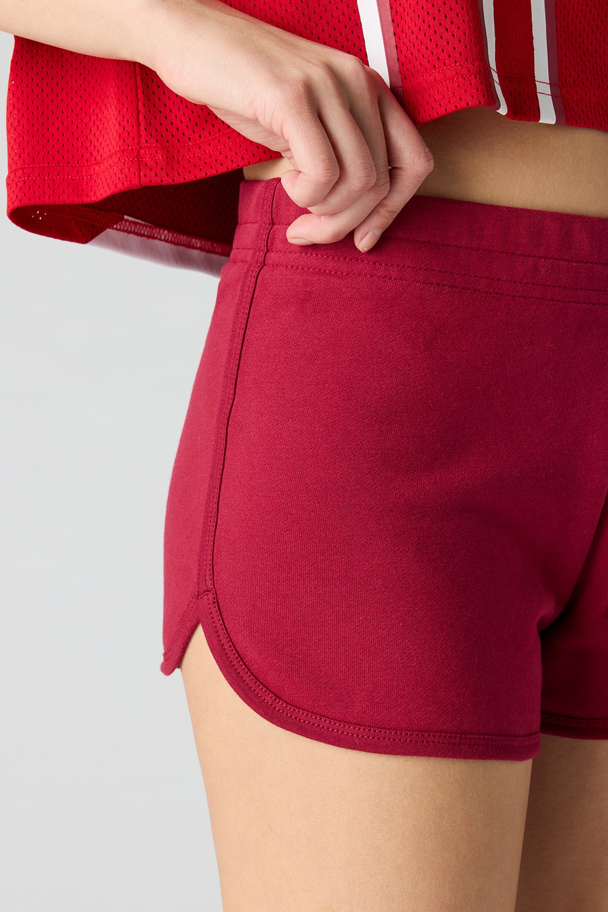 Alt View 4. Luxe French Terry Dolphin Short - Red