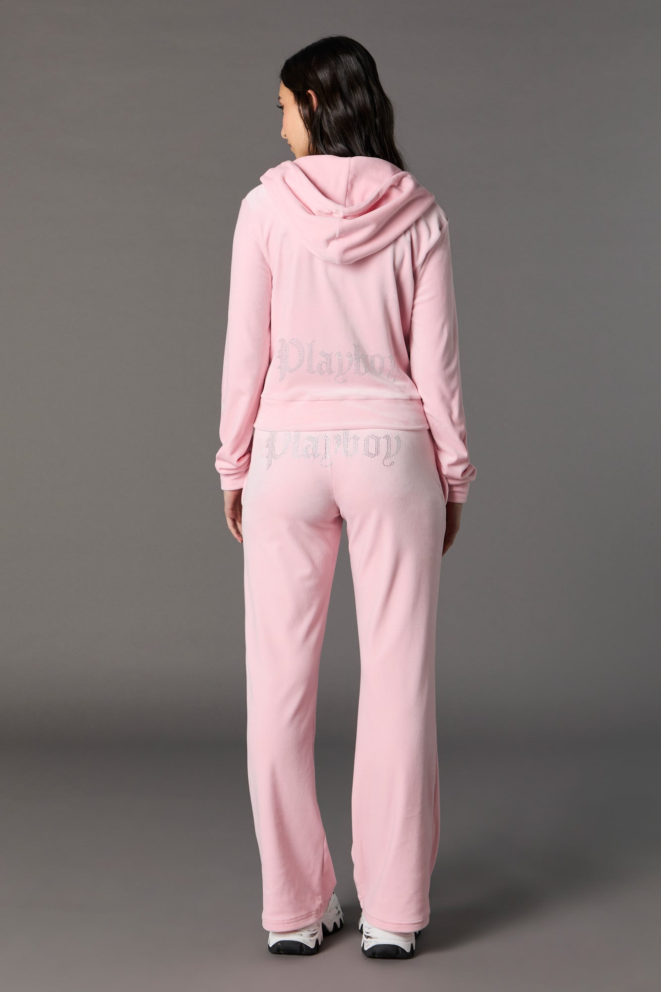 Stitches Playboy Rhinestone Velour Jogger | Kingsway Mall