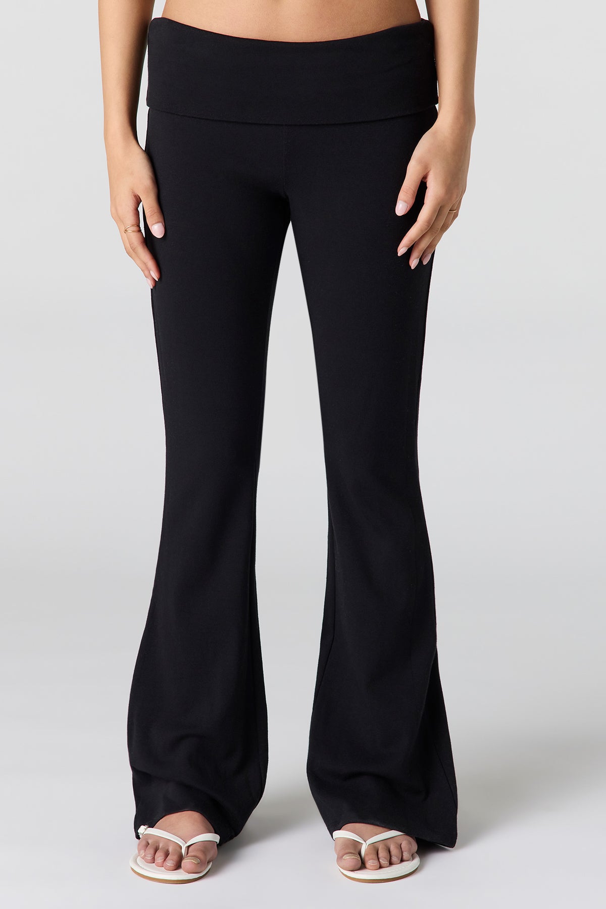 Alt View 2. Foldover Waist Flare Pant - Black