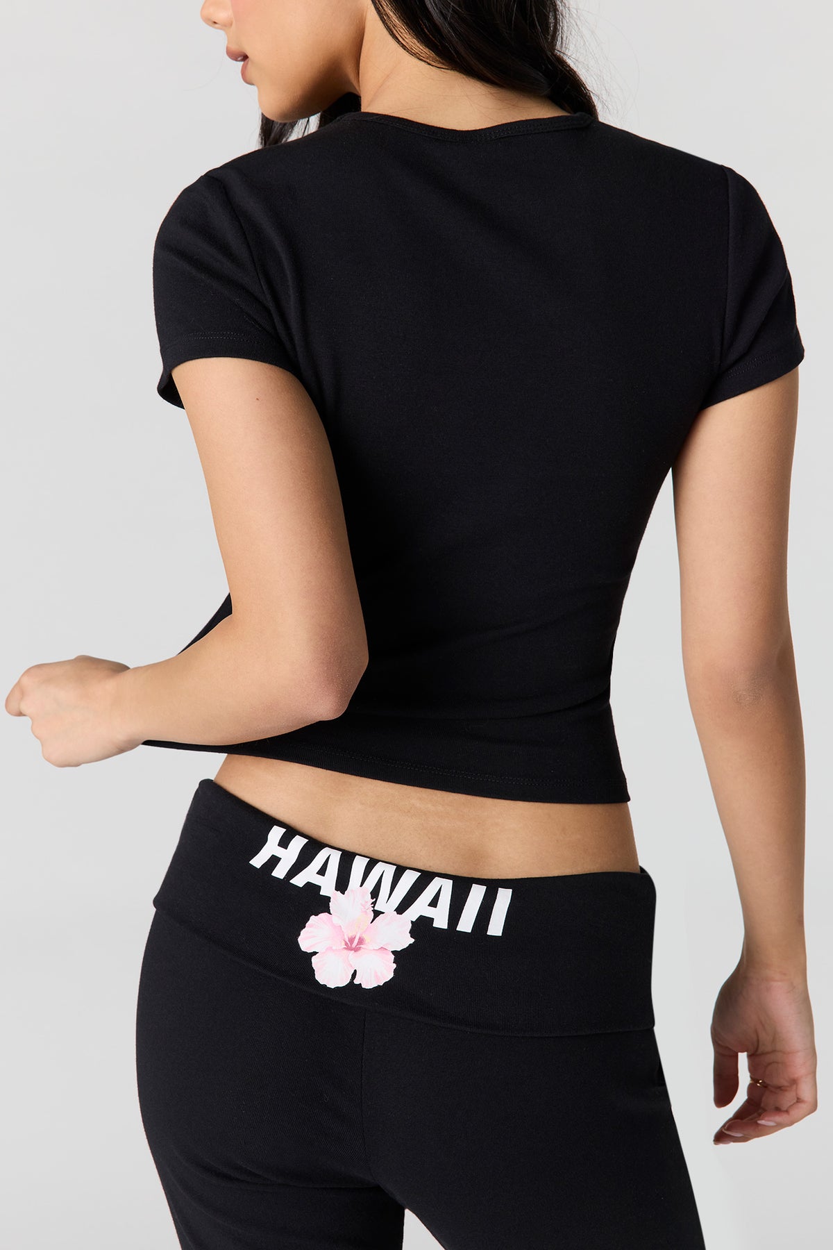 Alt View 4. Foldover Waist Flare Pant - Black