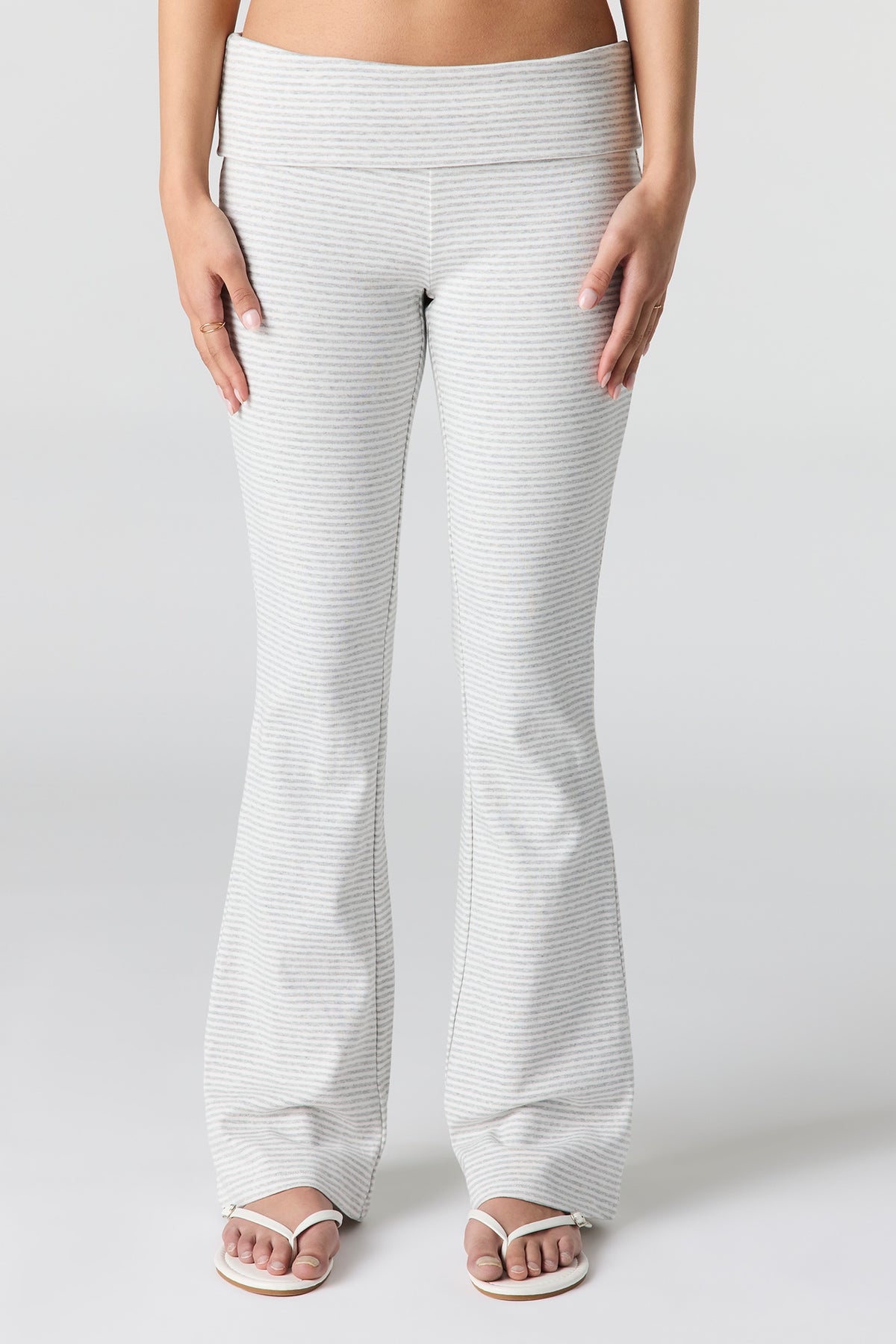 Alt View 2. Foldover Waist Flare Pant - Heather Grey