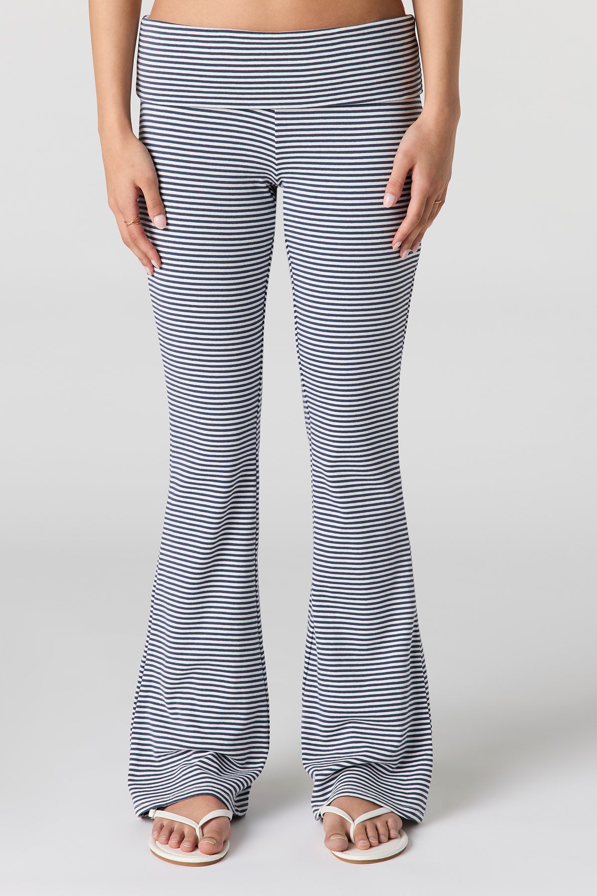 Alt View 2. Foldover Waist Flare Pant - Navy