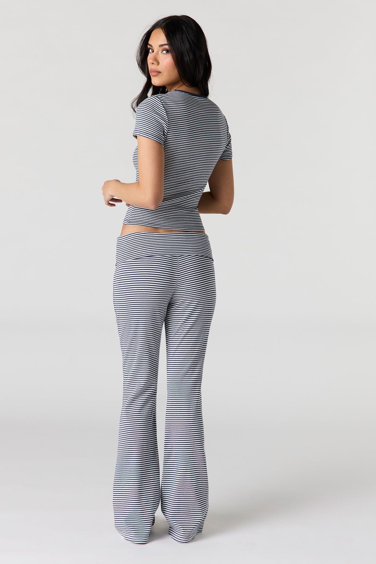 Alt View 3. Foldover Waist Flare Pant - Navy
