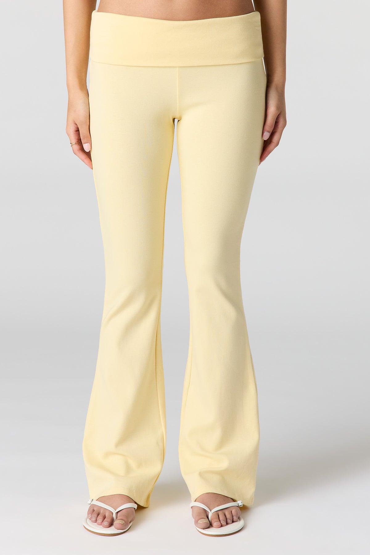 Alt View 2. Foldover Waist Flare Pant - Yellow