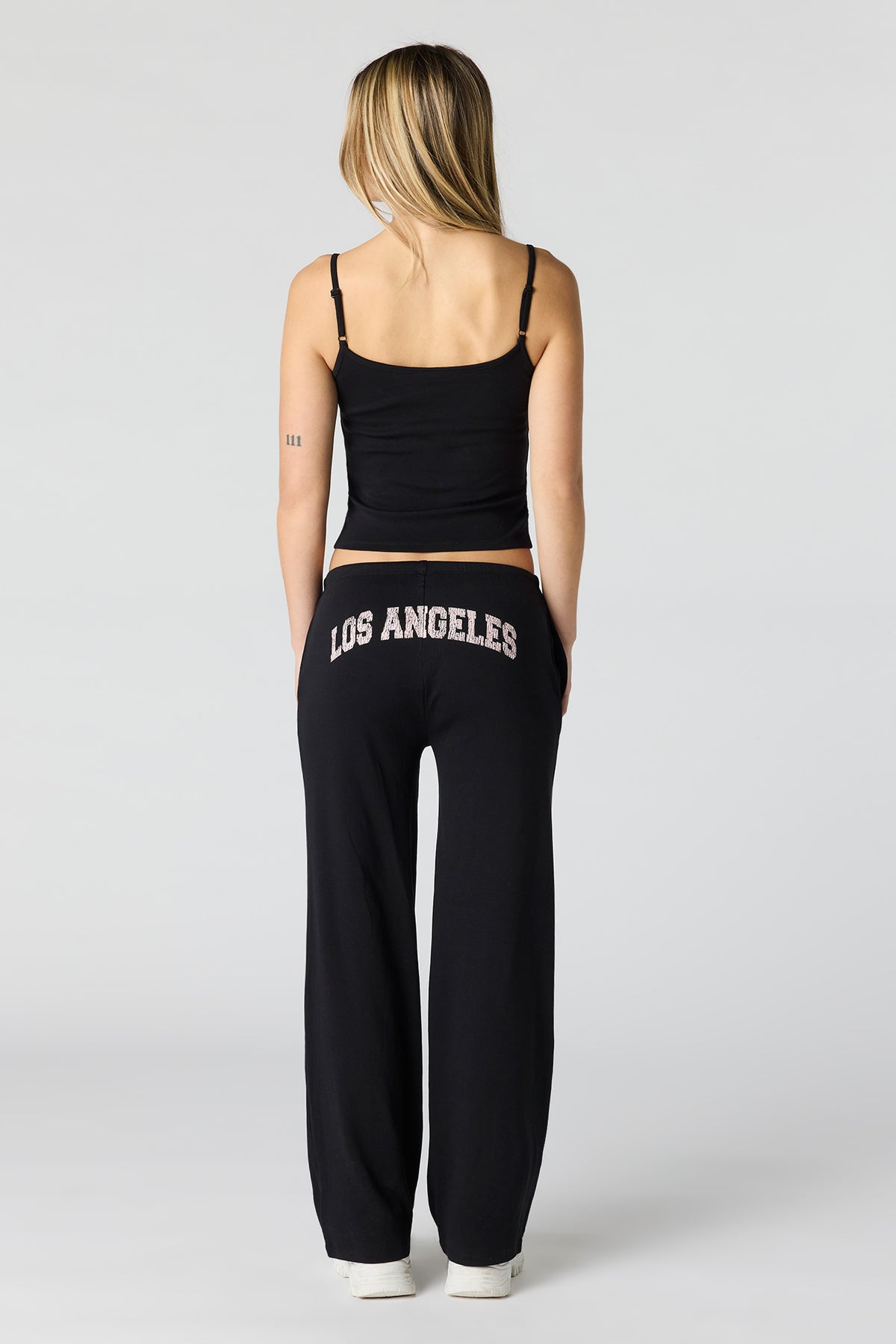 Ribbed Wide Leg Pant - Black