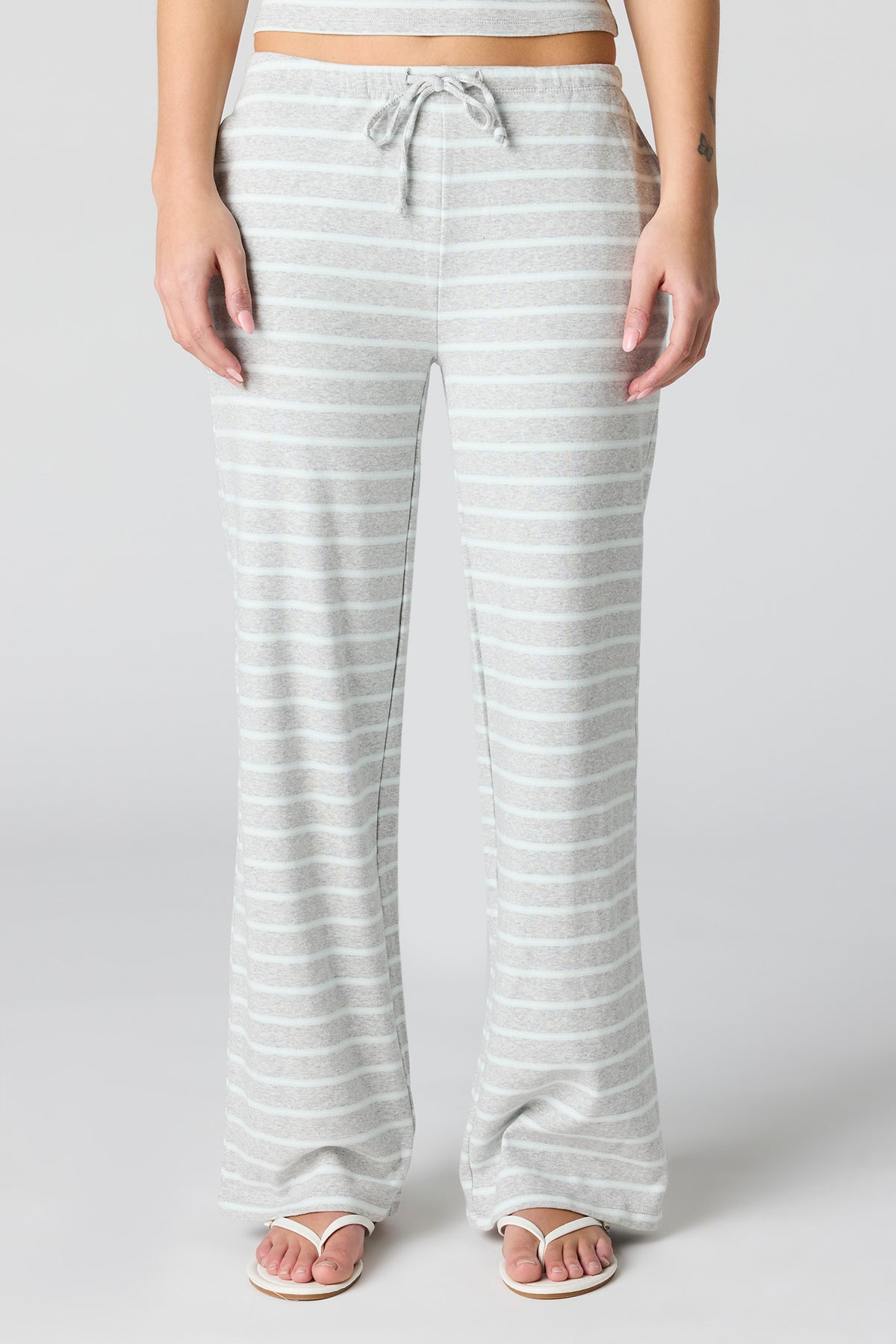 Alt View 2. Ribbed Wide Leg Pant - Heather Grey