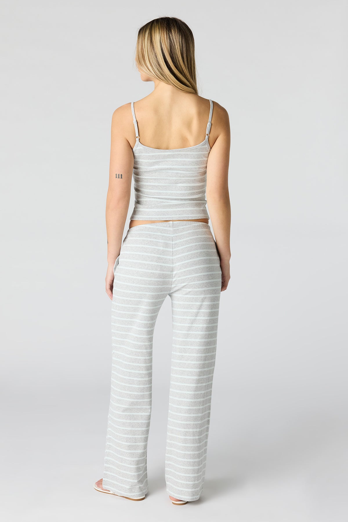Alt View 3. Ribbed Wide Leg Pant - Heather Grey