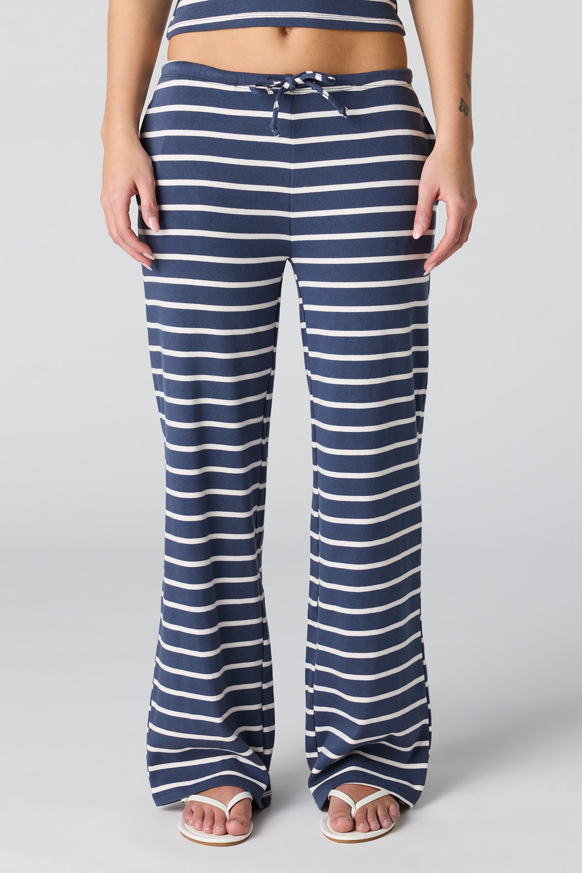 Alt View 3. Ribbed Wide Leg Pant - Navy