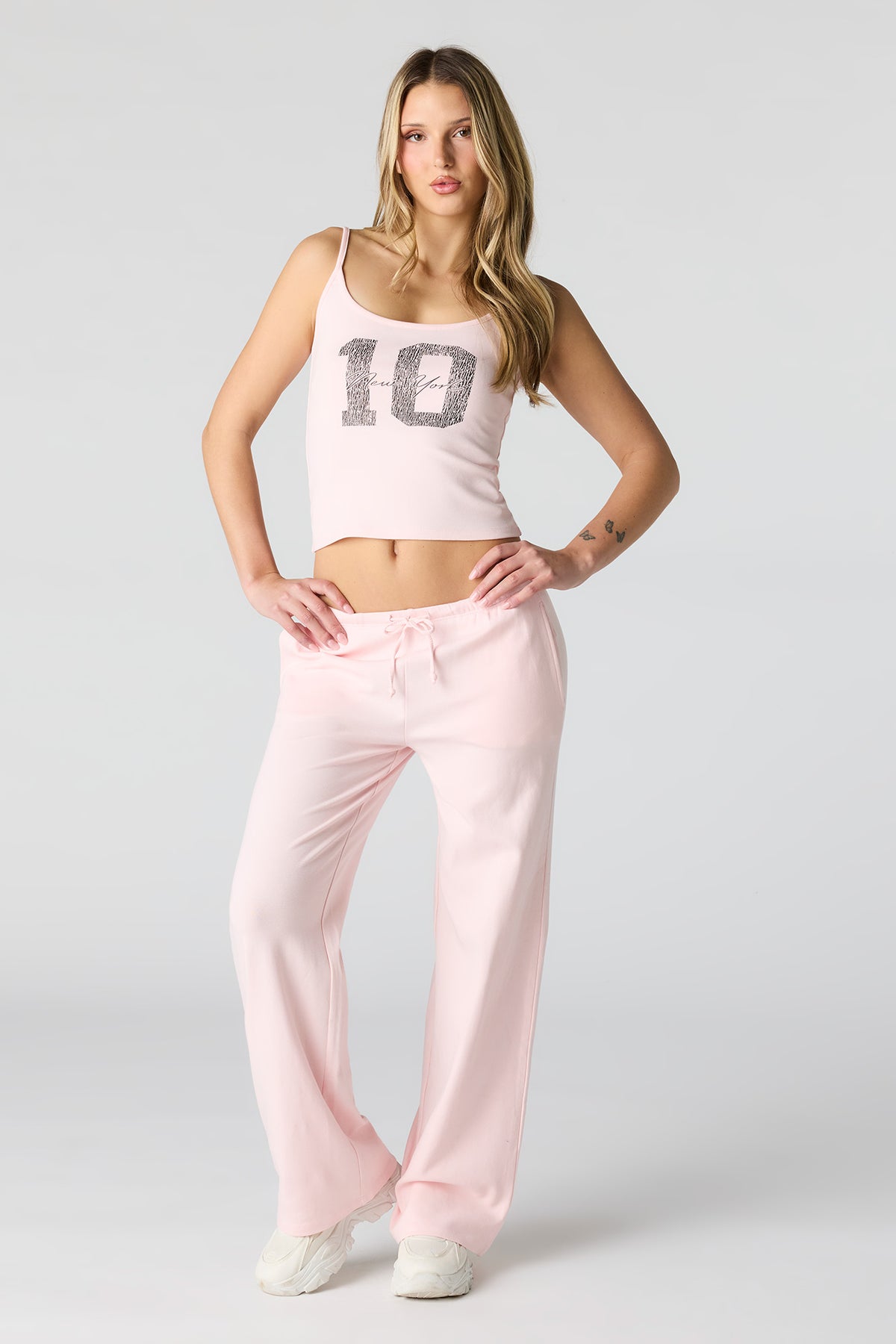 Alt View 3. Ribbed Wide Leg Pant - Pink