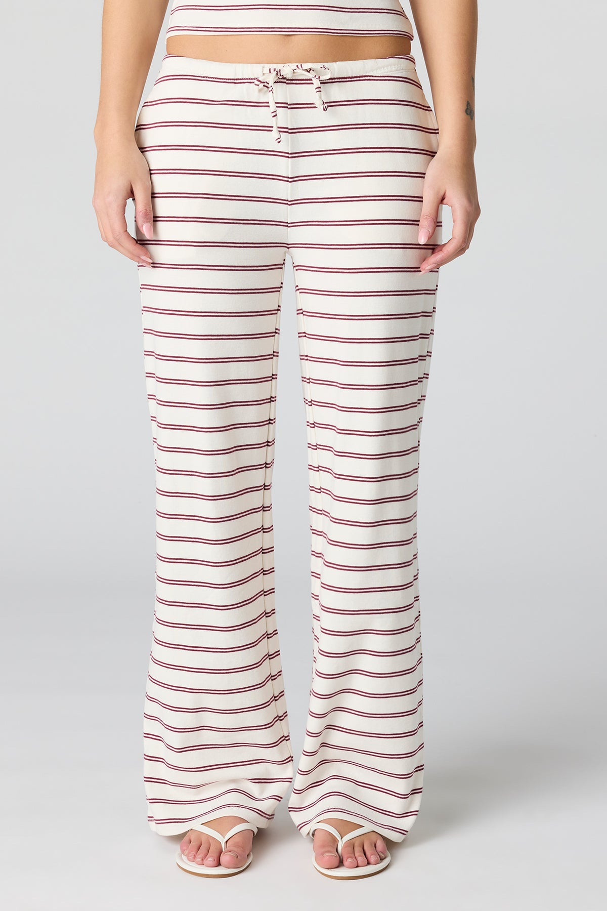 Alt View 3. Ribbed Wide Leg Pant - Burgundy