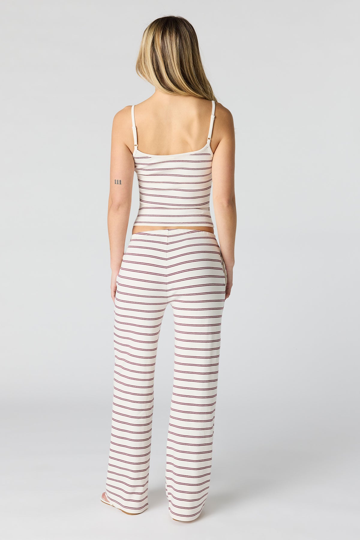 Alt View 4. Ribbed Wide Leg Pant - Burgundy
