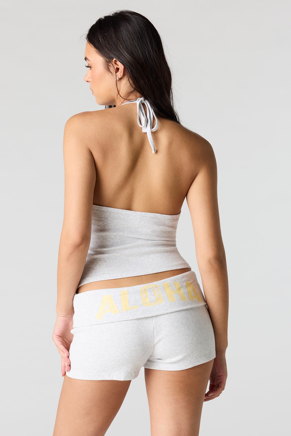 Alt View 2. Ribbed Foldover Short - Light Grey