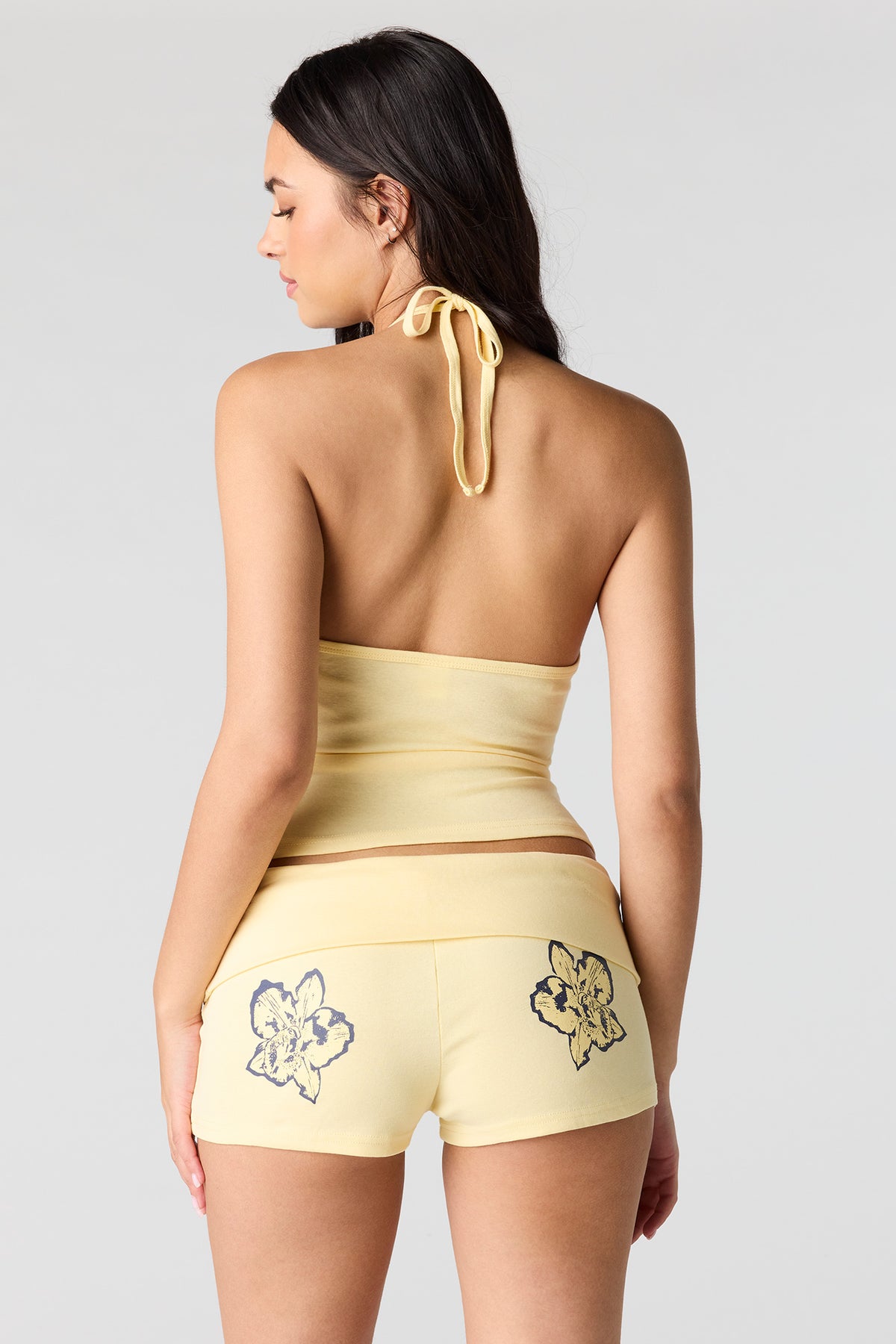 Alt View 2. Ribbed Foldover Short - Yellow