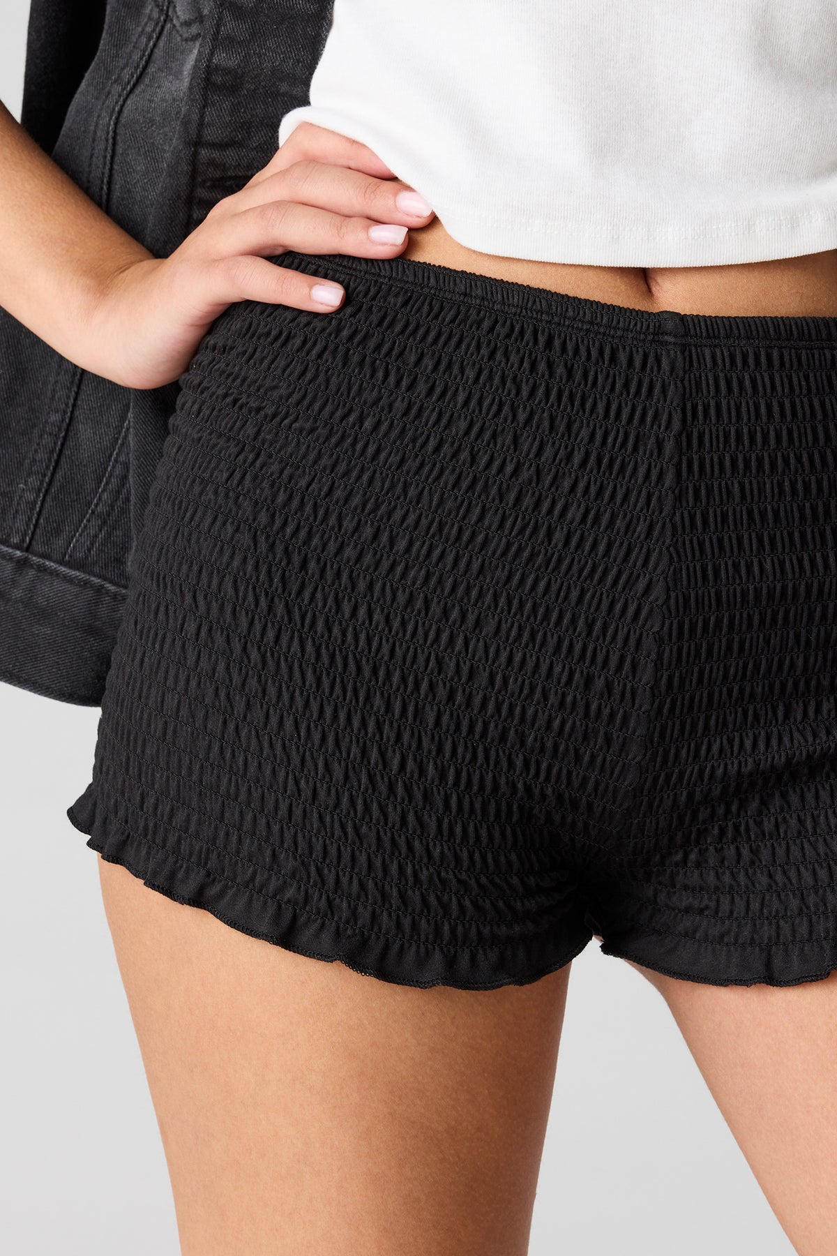 Alt View 4. Smocked Micro Short - Black