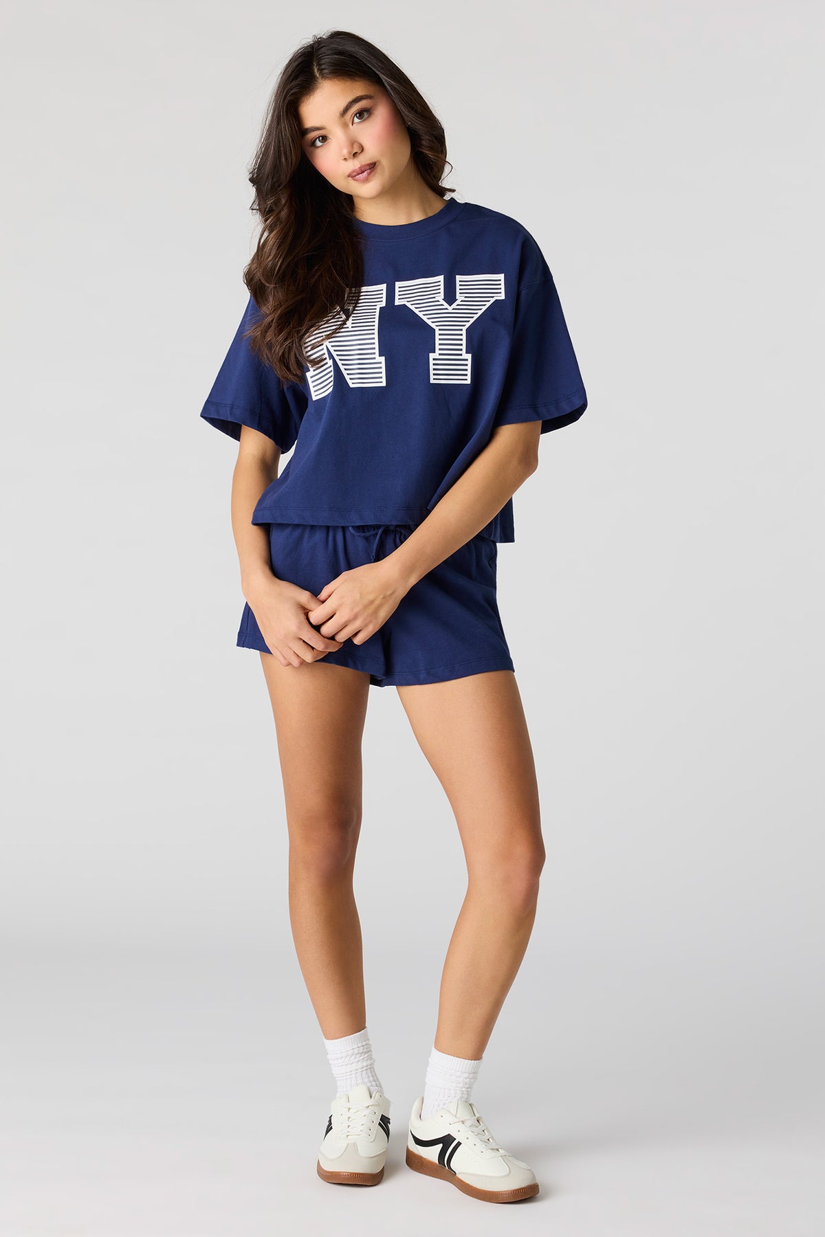 Alt View 3. Cotton Boxy T-Shirt - Dark Blue