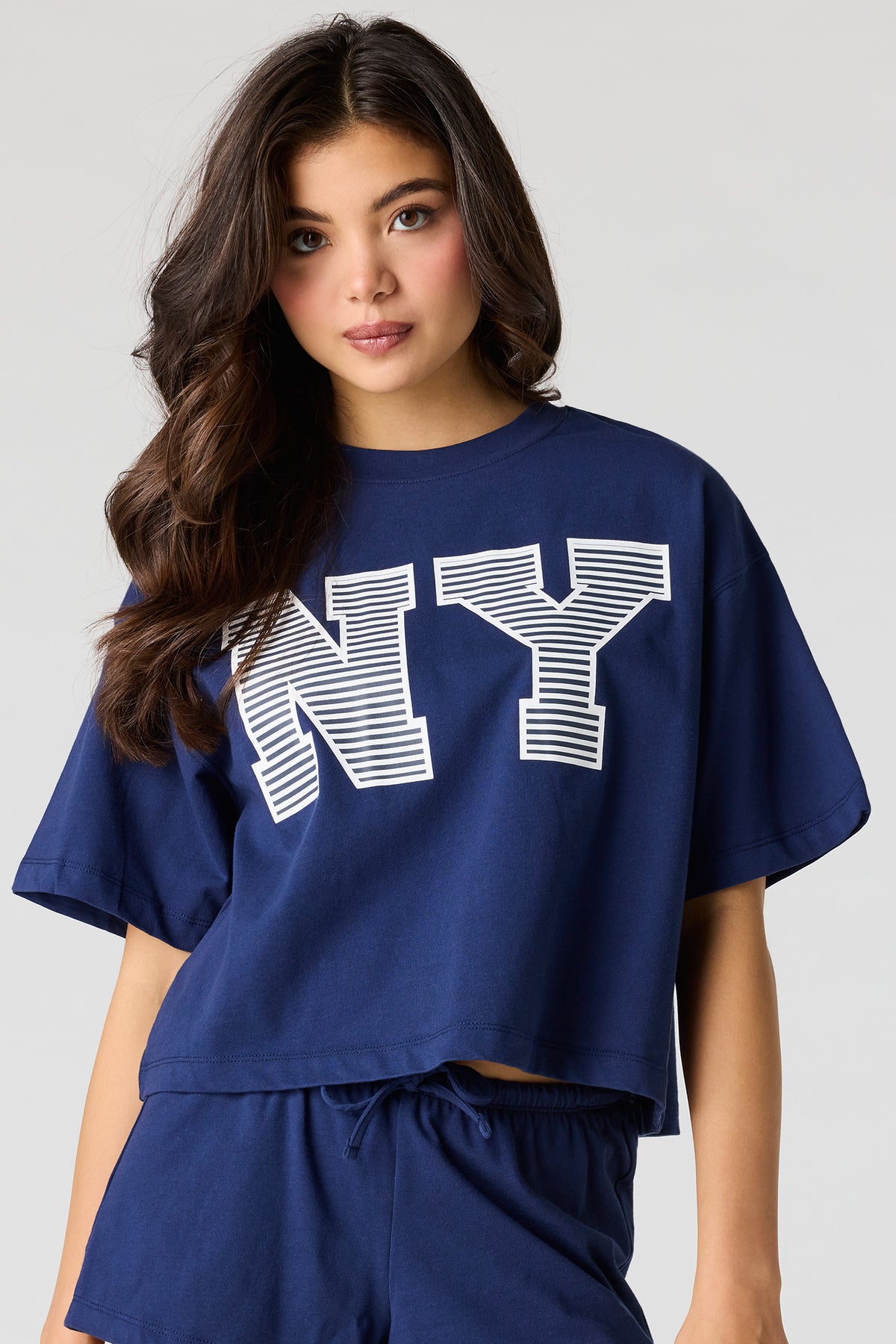 Cotton Boxy T-Shirt - Dark Blue