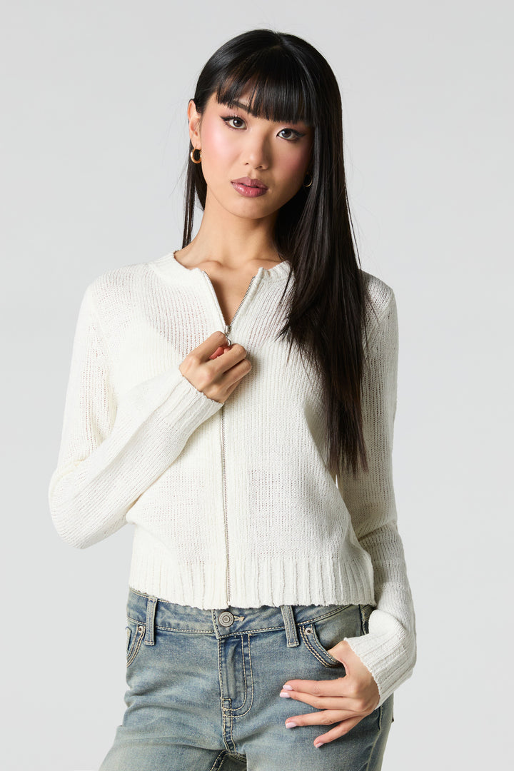 Zip-Up Cardigan Sweater