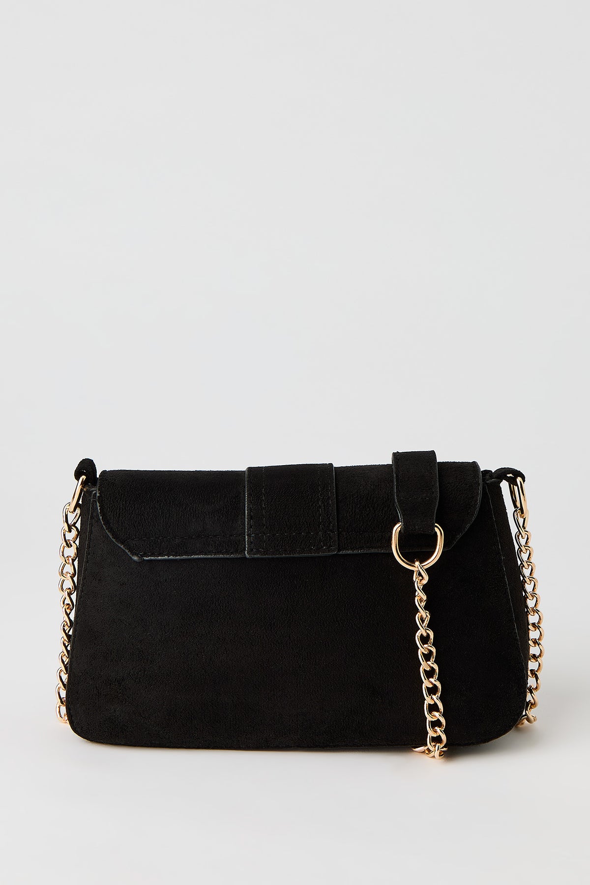 Alt View 3. Faux-Suede Buckle Crossbody Chain Purse - Black