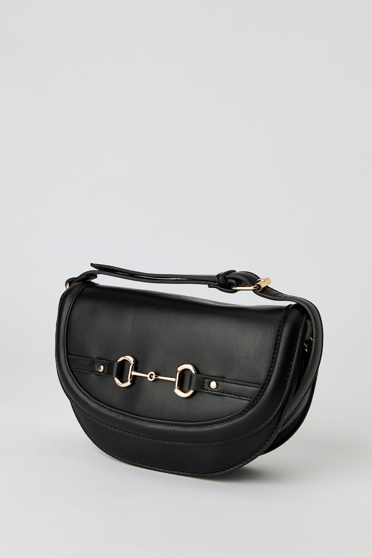 Alt View 2. Faux Leather Crossbody Saddle Bag - Black