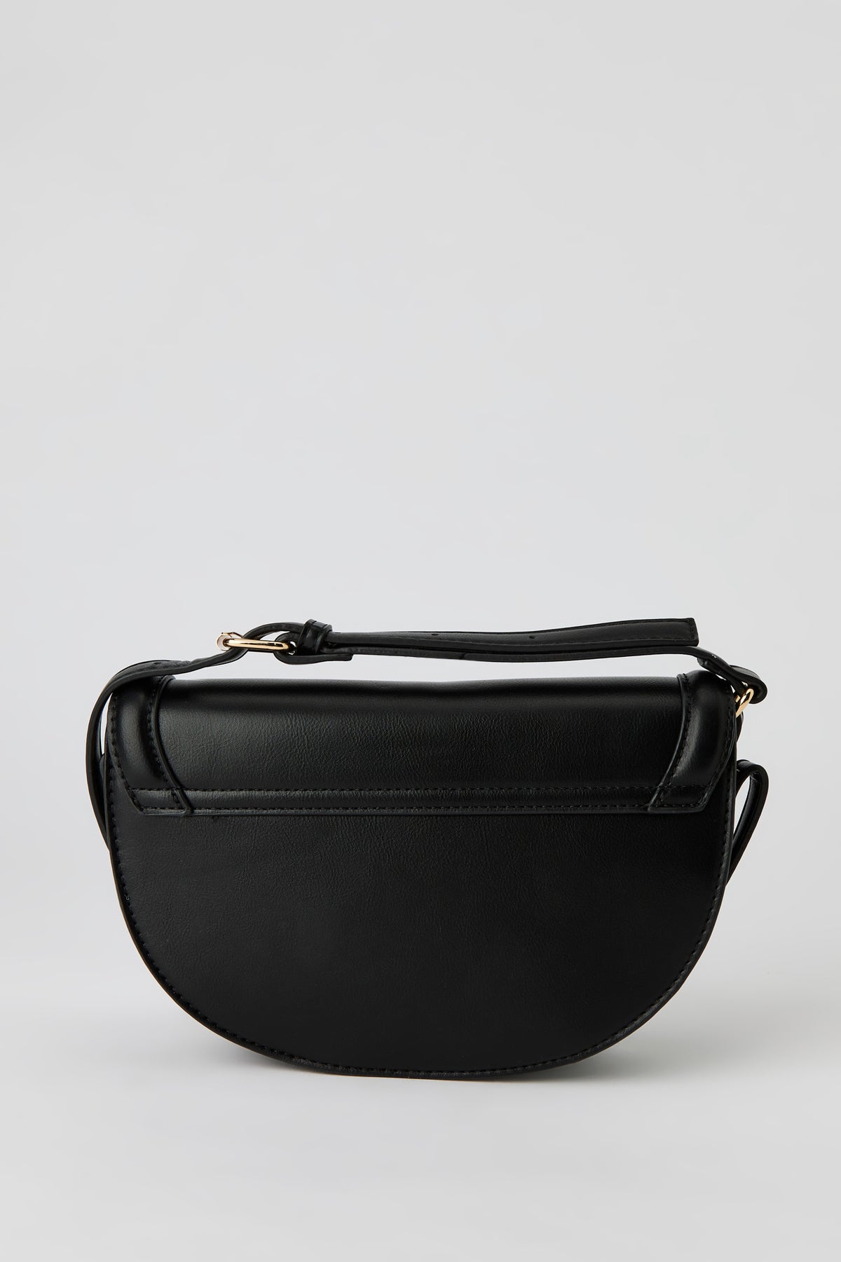 Alt View 3. Faux Leather Crossbody Saddle Bag - Black