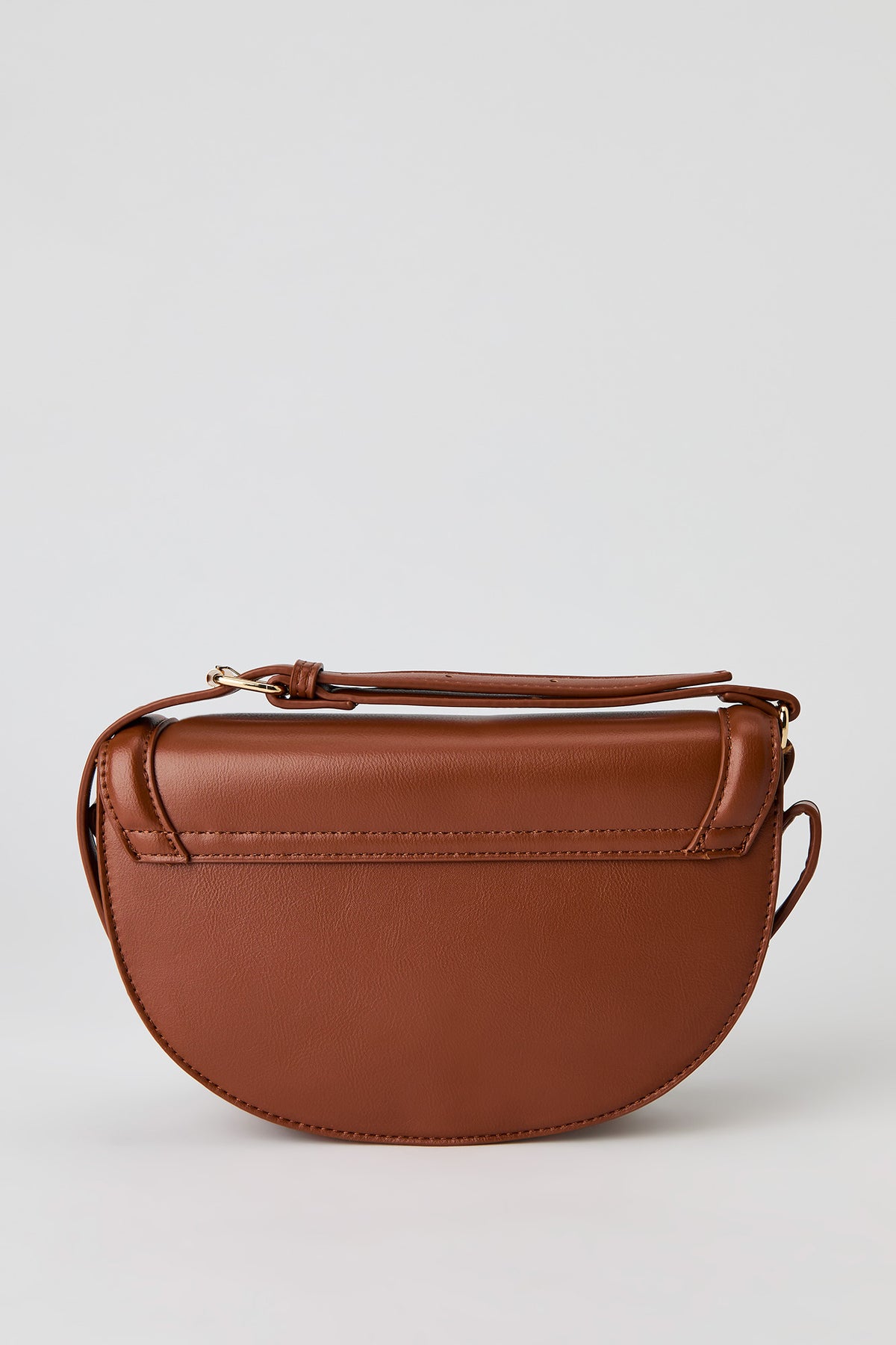 Alt View 3. Faux Leather Crossbody Saddle Bag - Camel