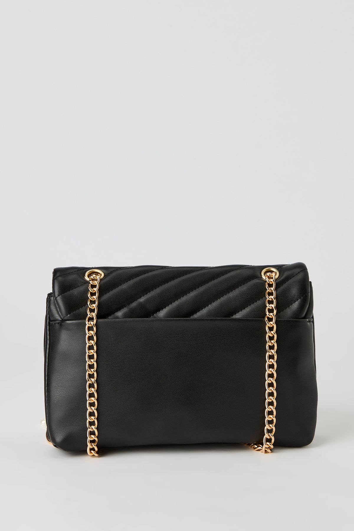 Alt View 3. Quilted Dual-Strap Crossbody Purse with Keychain - Black