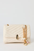 Quilted Dual-Strap Crossbody Purse with Keychain