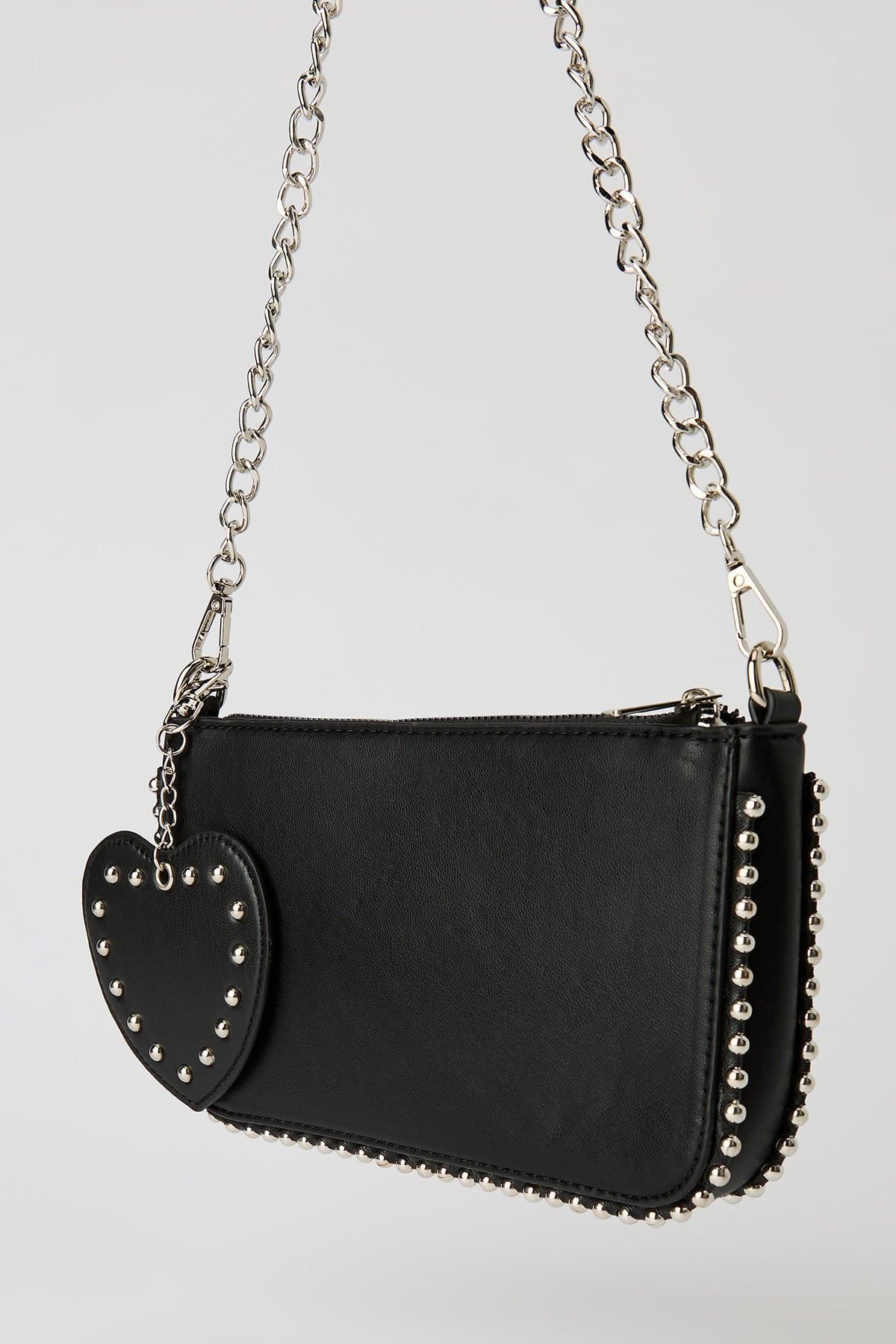 Alt View 2. Studded Crossbody Bag with Heart Keychain - Black