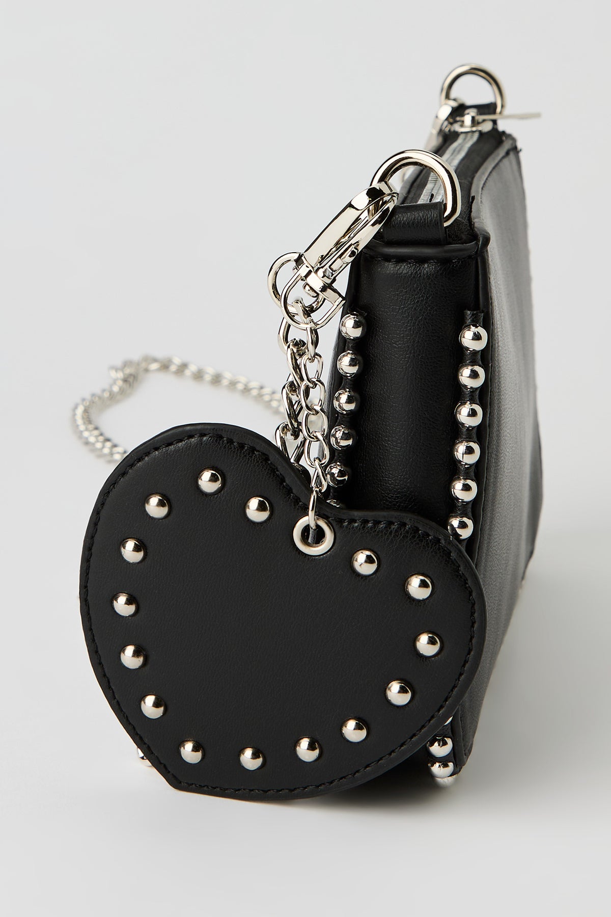 Alt View 3. Studded Crossbody Bag with Heart Keychain - Black