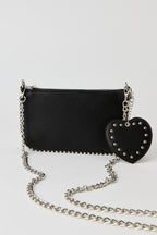 Studded Crossbody Bag with Heart Keychain