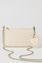 Studded Crossbody Bag with Heart Keychain