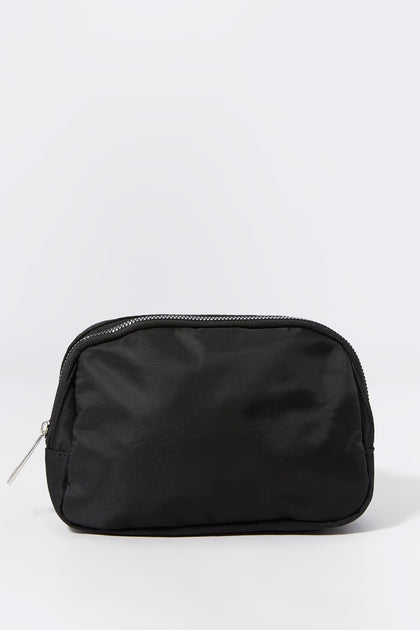 Black Nylon Zip Fanny Pack