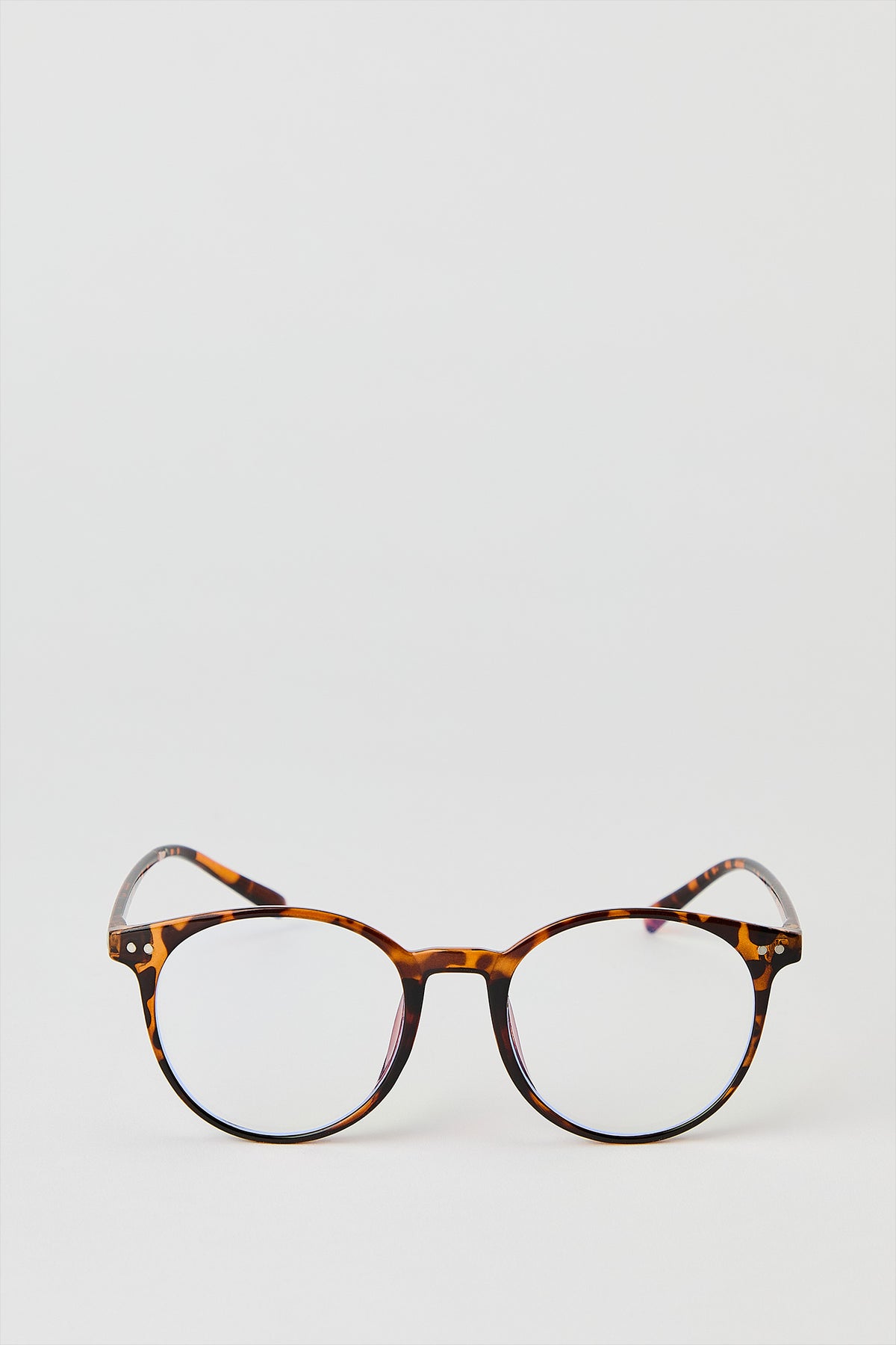 Round Blue Light Glasses - Light Brown