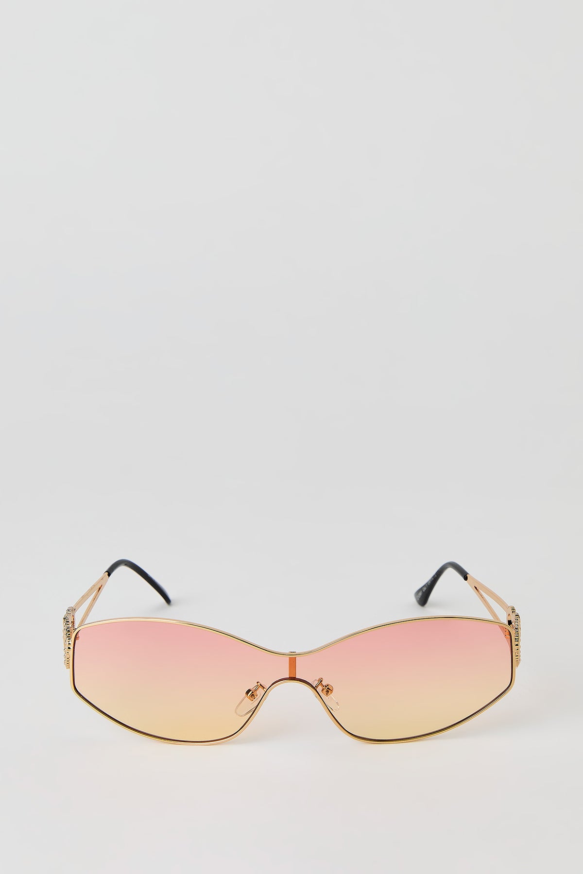 Double Heart Shield Sunglasses - Pink