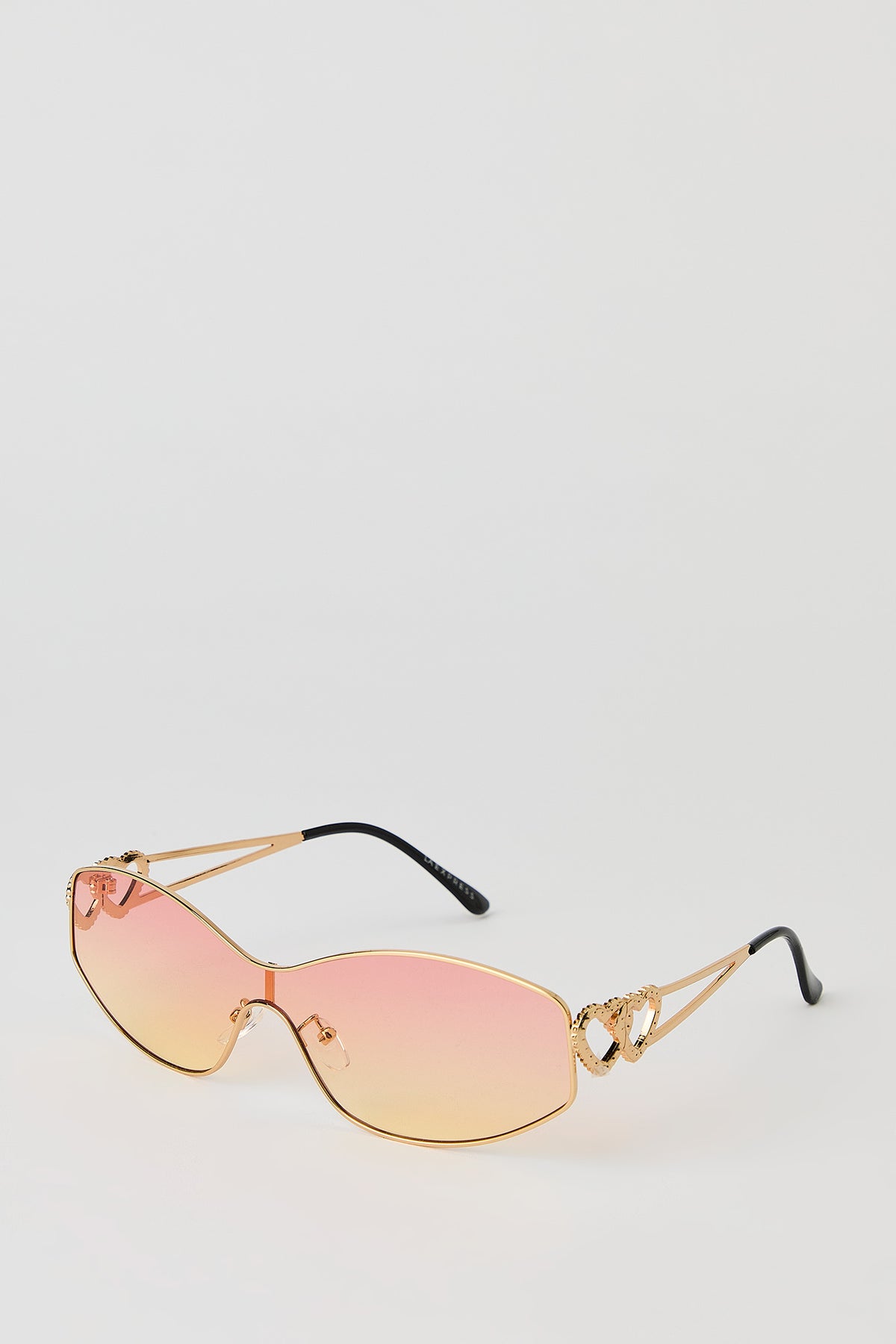 Alt View 2. Double Heart Shield Sunglasses - Pink