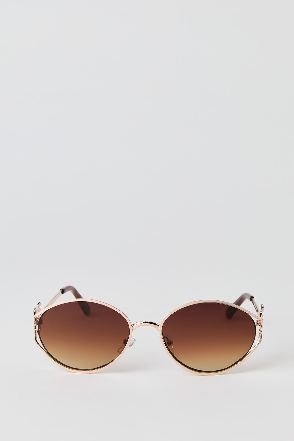 Metal Oval Sunglasses - Brown