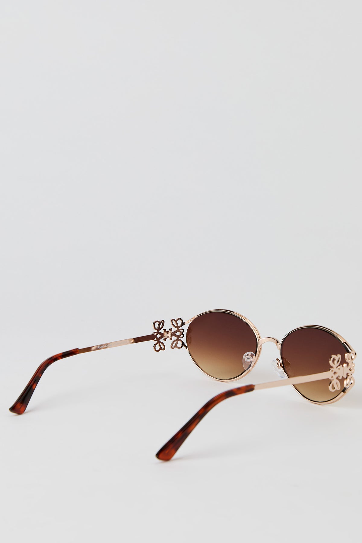 Alt View 3. Metal Oval Sunglasses - Brown