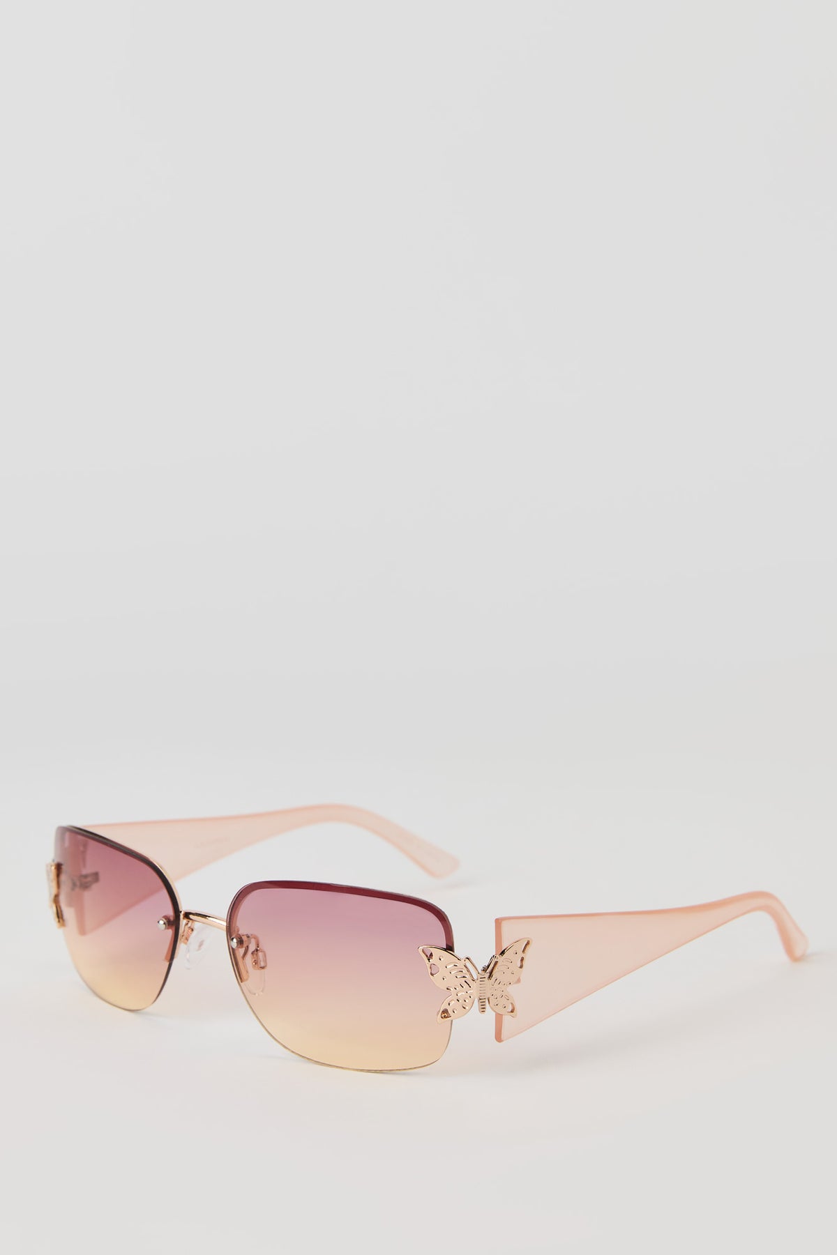 Rimless Butterfly Sunglasses - Pink