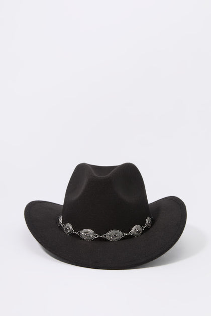 Chapeau de cowboy en similisuède avec liséré médaillon